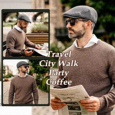 Wool Tweed Newsboy Flat Cap for Men