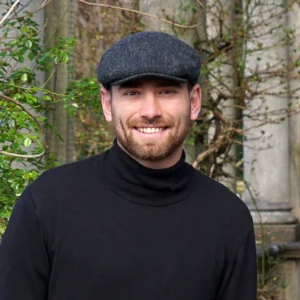 Herringbone Dunvegan Flat Cap - Black-Charcoal