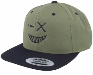 Crazy Smiley Black/Olive/Black Baseball Cap