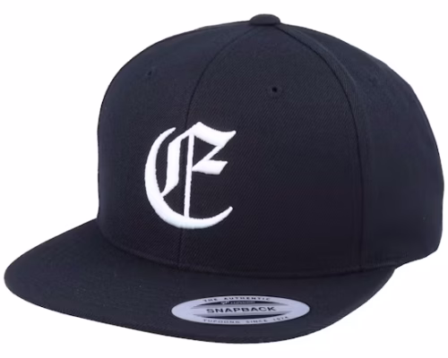 E Letter 3D Black Baseball Cap