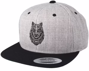 Zentangle Wolf Heather GreyBlack Baseball Cap