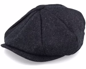 Charcoal Marl Melton Wool Baker Boy Flat Cap