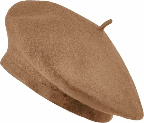 French Wool Beret Hat Khaki