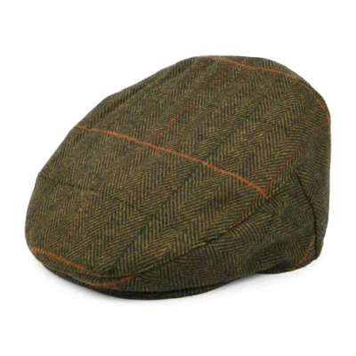 Herringbone Flat Cap - Olive-Multi