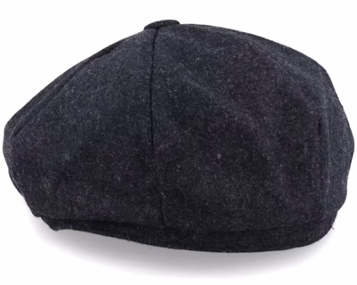 Charcoal Marl Melton Wool Baker Boy Flat Cap