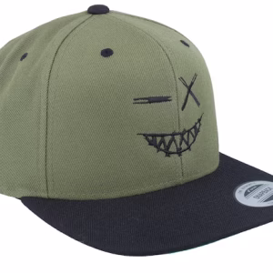 Crazy Smiley Black/Olive/Black Baseball Cap