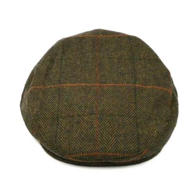 Herringbone Flat Cap - Olive-Multi
