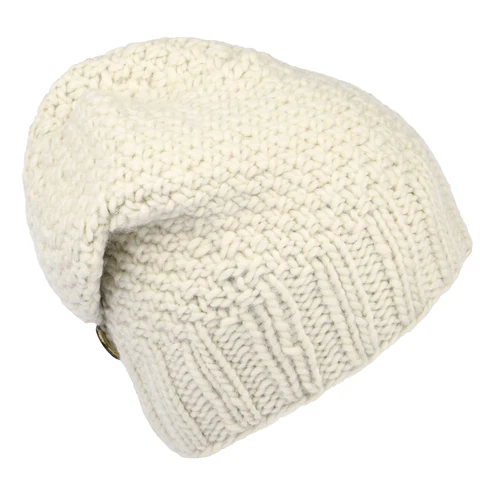 Button Down Beanie Hat - Oatmeal