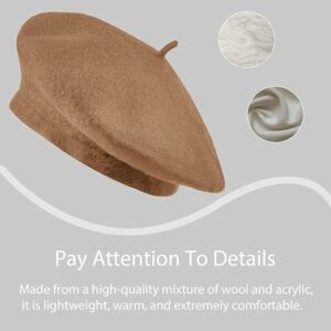 French Wool Beret Hat Khaki