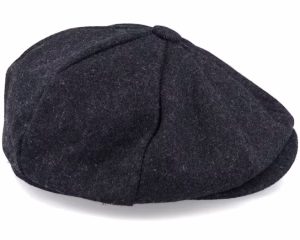 Charcoal Marl Melton Wool Baker Boy Flat Cap