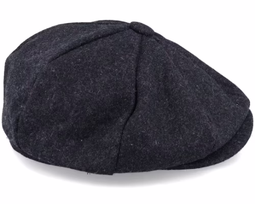 Charcoal Marl Melton Wool Baker Boy Flat Cap
