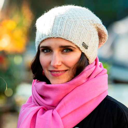 Button Down Beanie Hat - Oatmeal