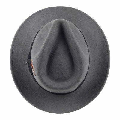 Crushable C-Crown Wool Felt Fedora Hat - Grey