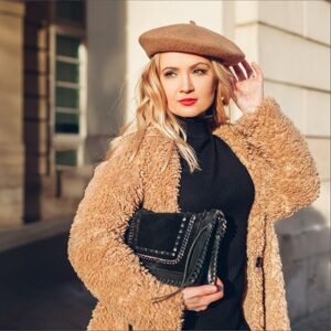 French Wool Beret Hat Khaki