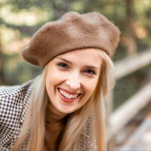 French Wool Beret Hat Khaki