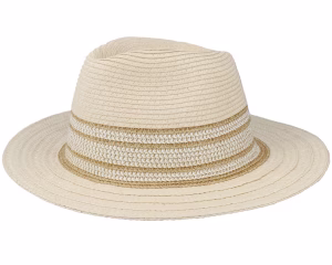 Fedora With Shiny Insert Linen-Gold Straw Hat