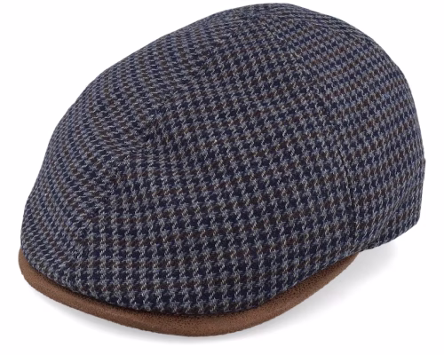 Broker 32 Wool Mix Blue Check Flat Cap