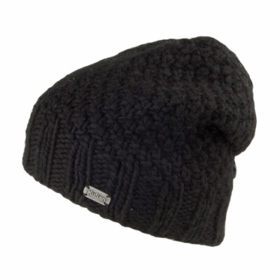 Button Down Beanie Hat - Black