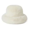 Dion Packable Faux Fur Bucket Hat - Off White