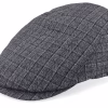 Driver 52 Wool Mix Navy Check Flat Cap
