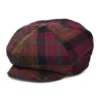 British Wool Tartan Newsboy Cap - Damson-Multi