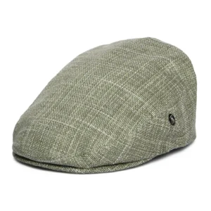 Textured Linen-Cotton Flat Cap - Olive-Natural