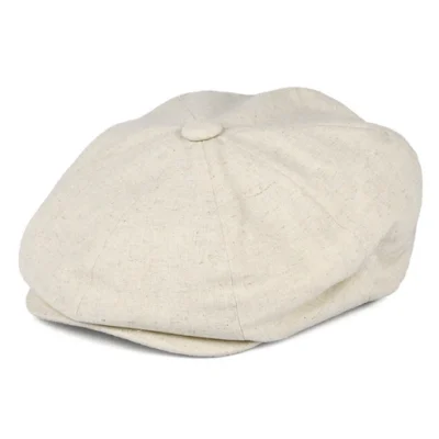 Cotton Linen Newsboy Cap Oatmeal