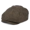 Herringbone Newsboy Cap - Brown Khaki