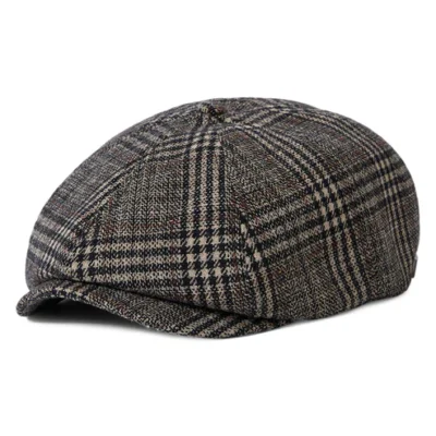Brood Plaid Newsboy Cap - Khaki-Brown