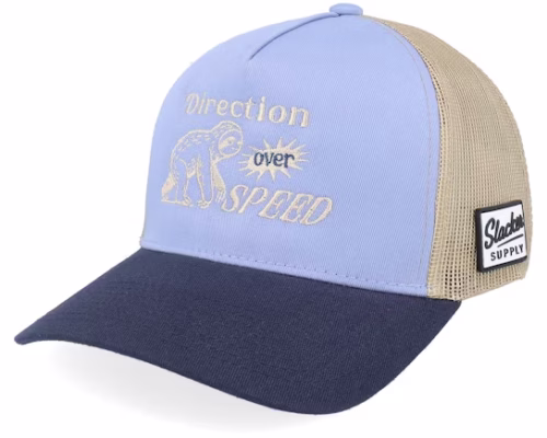 Direction Over Speed Light Blue/Khaki/Navy A-frame Trucker
