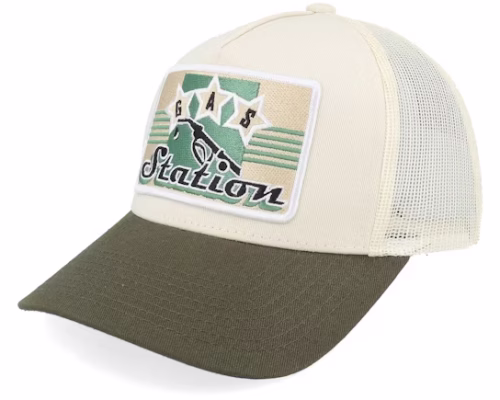 Gas Station Sign Stone/Olive A-frame Trucker