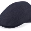 Daffy LinenCotton Mix Blue Herringbone Flat Cap