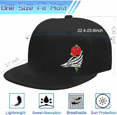 Flat Bill Brim Fitted Black Baseball Cap