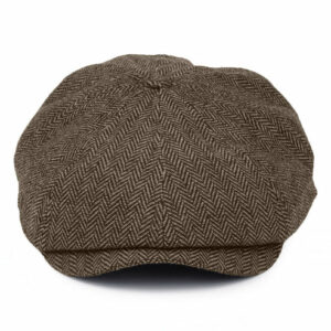 Herringbone Newsboy Cap - Brown Khaki