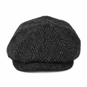 Herringbone Glencoagh Newsboy Cap - Black-Charcoal