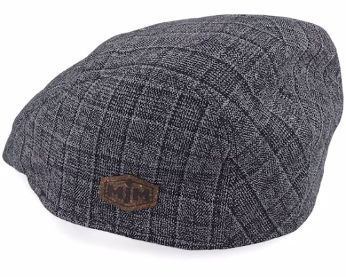 Driver 52 Wool Mix Navy Check Flat Cap