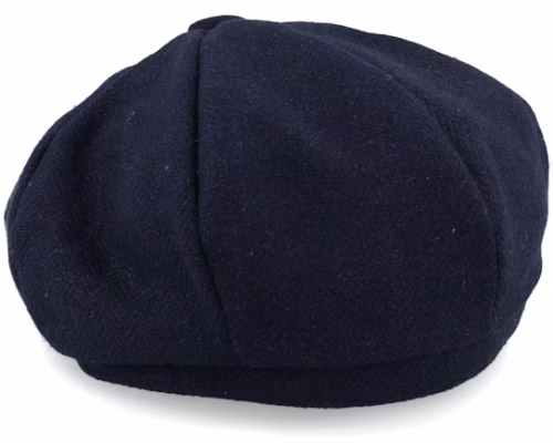 Navy Heringbone Newsboy Cap