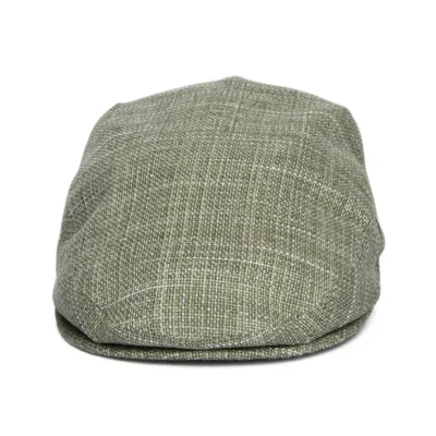 Textured Linen-Cotton Flat Cap - Olive-Natural