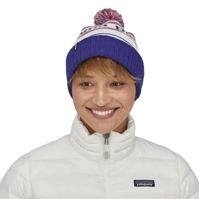 Park Stripe Powder Town Bobble Hat - White-Blue