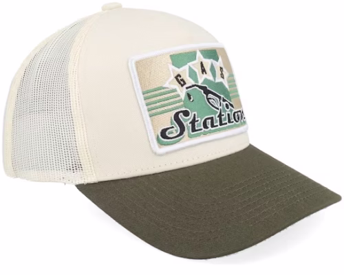 Gas Station Sign Stone/Olive A-frame Trucker