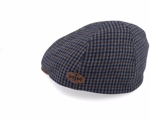 Broker 32 Wool Mix Blue Check Flat Cap