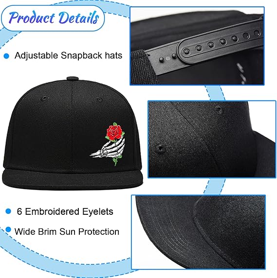 Flat Bill Brim Fitted Black Baseball Cap