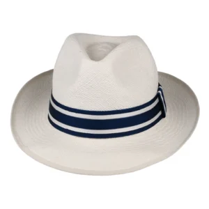 Ascot Striatus Preset Panama Hat With Striped Band - Bleach