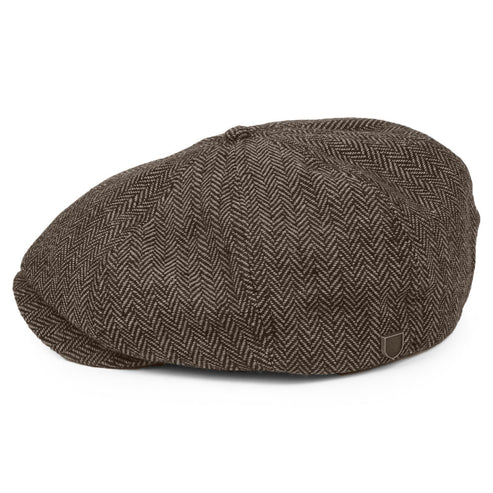 Herringbone Newsboy Cap - Brown Khaki