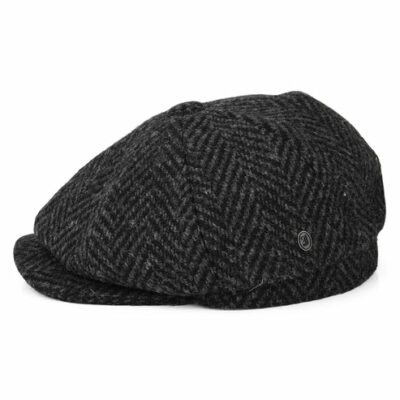 Herringbone Glencoagh Newsboy Cap - Black-Charcoal