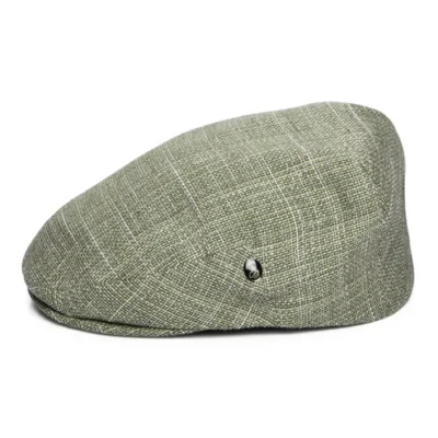 Textured Linen-Cotton Flat Cap - Olive-Natural