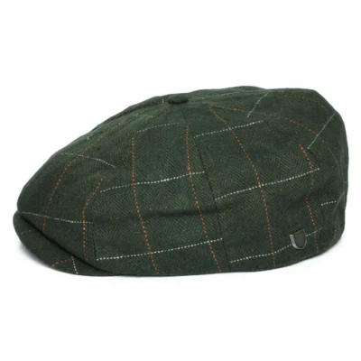 Brood Windowpane Herringbone Newsboy Cap - Moss-Orange
