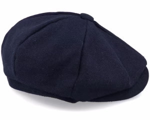 Navy Heringbone Newsboy Cap