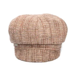 Tweed Baker Boy Cap - Camel-Pink