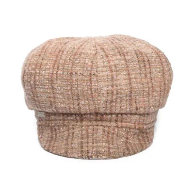 Tweed Baker Boy Cap - Camel-Pink